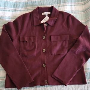 LOFT Burgundy Cardigan